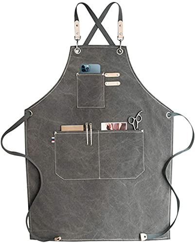 RAPRON Justerbar arbetsförkläde i 100% bomull, unisex med modernt korsat ryggdesign, perfekt för kaféer, dessertbutiker och restauranger, idealiskt för matlagning, bakning och grillning.
