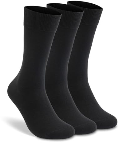 LIXIA Men's Thin Merino Wool Socks, Cozy Casual Winter Warm Breathable Mid-calf Dress Socks(3 Pairs - Black)