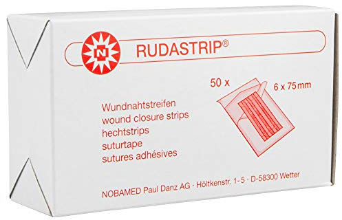 RUDASTRIP Wundnahtstreifen steril weiß Packung à 50 Steril-Sets, Ausführung:Steril-Set à 3 Streifen. 6 mm x 75 mm