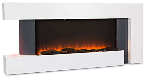 Klarstein Cheminee Electrique Effet Flamme Decorative Chauffante de 2000W, Télécommande et Minuterie, Fausse Cheminée a LED, Chauffage Électrique Murale a Poser