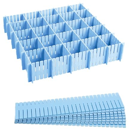 YDHfdc Diviseur de Tiroir 16 Pcs Separateur Tiroirs Réglable Organiseur de Tiroir pour Sous Vêtements, Chaussettes, Cosmétiques, Fournitures de Bureau(Bleu)