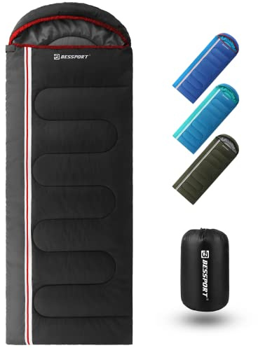 Bessport Sac de Couchage 3-4 Saisons Imperméable Chaud pour Adultes, Enfants, Léger et Compact, Convient pour Le Camping, la randonnée, la randonnée