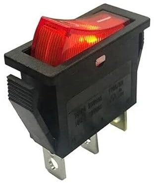 12V 16A 3 Pin Kippschalter Auto KFZ Wippschalter Rot Beleuchtet EIN/AUS, Mit Schnapsrahmenbefestigung Rahmenmaße: 32 x 14 mm