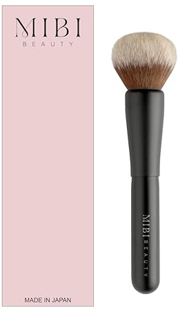 MIBI BEAUTY Pennello Giapponese per Fondotinta Liquidi e in Polvere (Blush, Bronzer, Illuminante) Professionale, Setole Sintetiche Ultrafini, Vegan, Kumano Fude