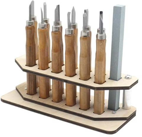 Meißel Holzschnitzmeißel-Set, Kürbis-Schnitzwerkzeug-Set mit Aufbewahrungsregal, mehrere Löcher (12 Stück) Schnitzmeissel