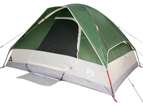 vidaXL Kuppel Campingzelt 2 Personen, Kuppelzelt mit Steckverbindungssystem, Wurfzelt mit E-Anschluss, Trekkingzelt Zelt, Grün 185T Polyester