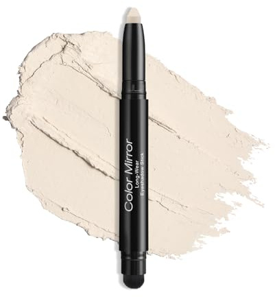 Color Mirror Langzeit Creme Lidschatten Stifte (37 Matt Perle), verwischsicher, wasserfester Lidschatten, seidige Formel mit Glitzer inklusive Make-up-Pinsel, weißer