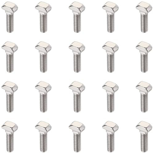 Hammerkopfschrauben, T Schlitz Einsteckbolzen, T Form Bolzen, Hammer Kopf T Bolzen, T Nut Bolzen, T Bolzenschrauben, 20 Stück Hammerkopf Schraube für 40 Series Euro Stand Aluminum Profile, 8mm x 20mm