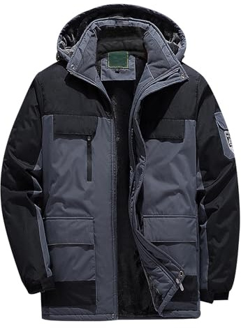 Generico Giacca da Sci Invernale da Uomo Taglie Forti, Giacca Calda in Lana, Tuta da Trekking all'aperto, 5XL 9XL Giacconi Invernali Eleganti (Grey, 8XL)