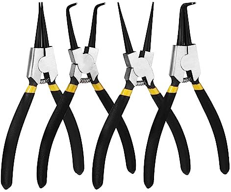Tunejoy Sicherungsringzangen Set 7 Zoll Sprengringzangen für Innen- und Außensicherungen Gerade Gebogen Seegeringzangen 4 Stück