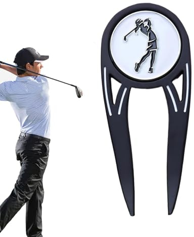 Herramientas de divot de golf – Marcador de bola de metal magnético herramienta de reparación de divot | Tenedor de alineación turf para golf verde