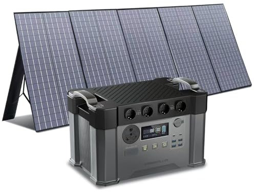 ALLPOWERS 1451Wh 2400W Centrale Elettrica Portatile S2000Pro con 400W Pannello Solare, 2700W AC+DC Power Station con 4 * 2400W Uscite AC, Generatore Solare MPPT UPS per RV Campeggio Casa Emergenza