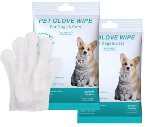 WeddHuis Salviette Guanto per Animali Domestici per Cani e Gatti Guanti Lavaggio (Pelo, Viso, Orecchie, Occhi, Zampe) Cura Quotidiana e Viaggi Senza Risciacquo