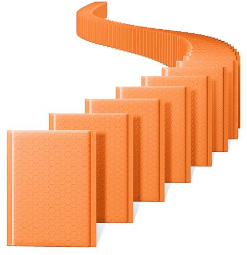 Switory Padded Envelopes 6x10 Inch 50 Pack, Bubble Envelopes, Self-Seal Waterproof Shipping Bags, Bubble Mailers for Shipping, Packaging for Business (Orange)