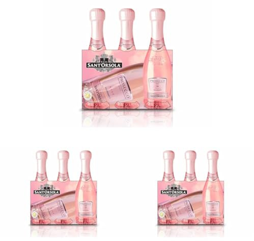 Sant'Orsola Prosecco DOC Extra Dry Millesimato Rosè Sparkling Italian Wine Baby Pack, 3 x 200ml (Pack of 3)