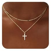 VIROMY Collar Cruz Mujer Collar con Colgante en Forma de Cruz Pequeña de Circonita Chapado en Oro de 14 Quilates Joyería Para El Día a Día para Mujeres(style8)