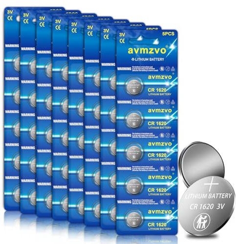avmzvo Batterien Knopfzellen CR1620, 40 Stück, Lithium Coin, 3V, kindersichere Verpackung, kindersichere Verpackung【5 Jahre Garantie】