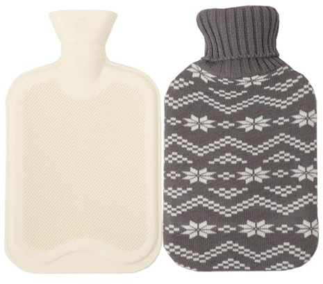 Borsa Acqua Calda Peluche Borsa Dell'acqua Calda 2 Litro Rimovibile e Lavabile Bottiglia di Acqua Calda con Coperchio Anti Perdita Boule Acqua Calda Per Schiena Collo E Spalle (Grigio)
