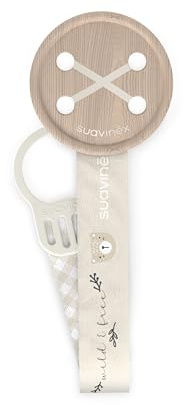 Suavinex, Attache Sucette en Tissu pour Bébé, Ruban à Double Face, Accroche Tétine, Chaîne Clip avec Pince. Pour Bébés +0 Mois, Convient aux Nouveau-Nés, Wild&Free, Beige