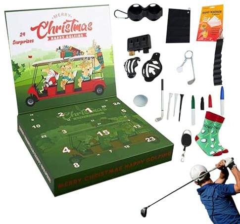 Calendario de golf de Adviento, accesorios deportivos 2025, 24 días, bola deportiva, decoración de cuenta regresiva de Navidad, para de cumpleaños, estante interior, entrada, tiendas, sala de