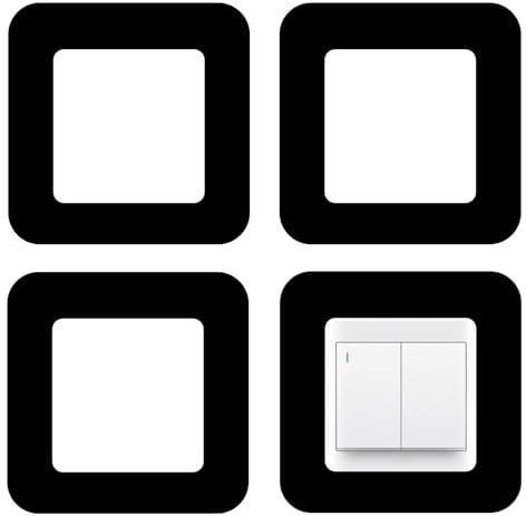 Cuixia 4Pcs Light Switch Cover Plates, Black Plate for Light Switch, Self Adhesive Simple Light Switch Plates Frame Wall Socket Stickers for Home Office Wall Switch Decor