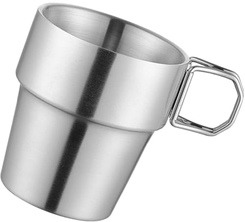 TOYANDONA Tasse en Acier Inoxydable Double Paroi Anse Pliable, Gobelet Portable pour Camping, Randonnée, Voyages et Aventures en Pleine Nature