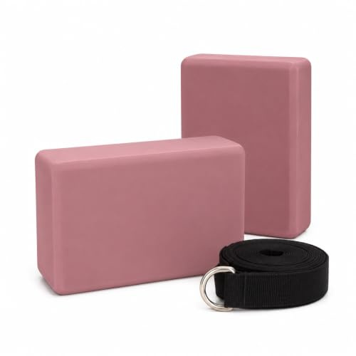 Kit Yoga ZENORAE – 2 Blocs EVA Haute Densité + Sangle Coton 2,5m – Briques Antidérapantes pour Yoga, Pilates, Stretching, Étirements & Fitness