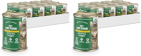 by Amazon Nourriture Humide pour Chat, sans céréales, en Conserve, Morceaux de Poulet en gelée, 12 x 405 g (Lot de 2)