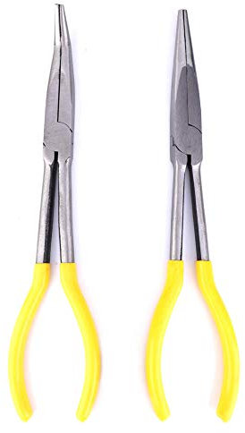 2pcs 11in kit pinze a becco lungo in acciaio al carbonio ad alto tenore 45 gradi piegatura attrezzature per officina piegato a mano spina per naso estrattore di cavi meccanico elettricisti set di stru