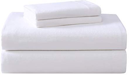 Laura Ashley - Twin Sheet Set, Cotton Flannel Bedding, Brushed for Extra Softness & Comfort (True White, Twin)