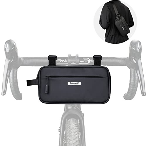 BAIGIO Borsa da Bicicletta Borsa da Manubrio Borsa da Telaio Impermeabile Borsa da Tubo Superiore Borsa a Tracolla Borsa Marsupio per Mountain Bike MTB Bici da Strada Cellulare Guanti Chiave (Nero)