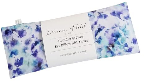 Cooling Mint Eye Pillow with Removable Cover – Weighted Herbal Pillow for Rest, Savasana & Mindfulness | Indigo Bloom Print