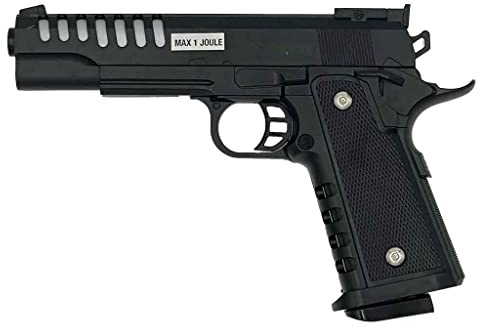 Saigo hi-Capa SG00060 Pistola de Airsoft-Modelo de Resorte-Disparo Manual/Disparo por Disparo-Color: Negro-Potencia 0.3 Joule