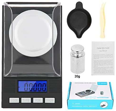 Balance de Précision Numérique 20g/0.001g, Balance Milligramme avec Poids d'Étalonnage, Balance de Poche pour Bijoux, Pièces de Monnaie et Lettres