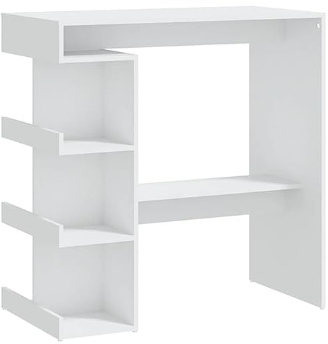 vidaXL Tavolo da Bar con Ripiani Bianco 100x50x101,5 cm in Truciolato