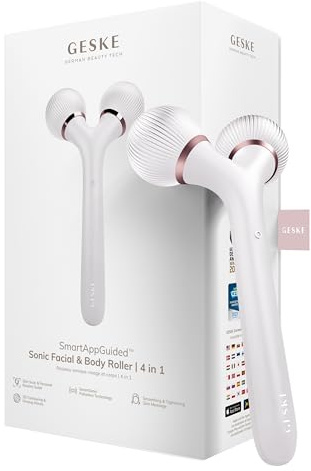 GESKE | SmartAppGuided™ Sonic Facial & Body Roller | 4 in 1 | Derma Roller | Gerät für Gesicht und Körper | Professioneller Gesichtsroller | Strafft und definiert Körper und Gesicht