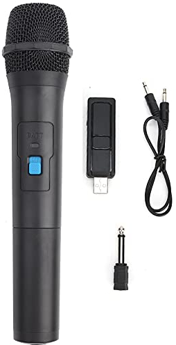 FTVOGUE VHF Wireless Microphone, Black ABS Plastic Professional Universal Handheld Wireless Microphone System USB Reception Microphone for Singing Karaoke Speech Wedding Church Live Events