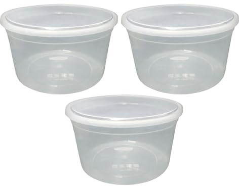 JMS we create smile (Set of 3) 4L Litre Large Clear Transparent Plastic Storage Box With Airtight Lids - Round Food Storage Containers - BPA free Microwave & Dishwasher Safe Cake Storage Tubs (135 oz)