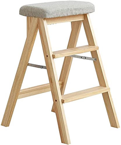 Küchen-Tritthocker, zusammenklappbarer Leiterstuhl, tragbare dreistufige Leiter, multifunktionaler Lastenaufzug, 170 kg Tragfähigkeit (grau, 48 x 42 x 67 cm)