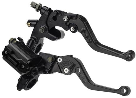 Kupplungshebel Set Motorrad Bremshebel 7/8 Zoll Universal, Bremskupplungs Hauptzylinder Reservoirhebel, Griff Kupplungshebel Set Obere Pumpe Hydraulisch Verstellbare Bremse (Schwarz)