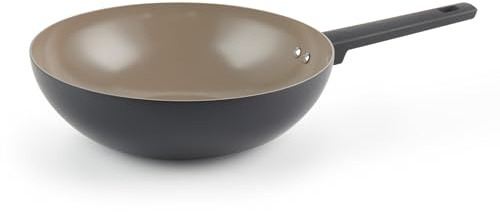 Salter BW12882EU7 Ceramic 28 cm Stir Fry Pan - Recycled Aluminium Body, Healthy PFOA/PFAS-Free Non-Stick Coating, Induction Suitable, Easy Clean, Soft Touch Stay Cool Handle, Curry/Noodle Cooking Pan