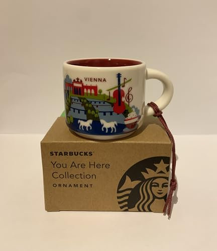 STARBUCKS Ceramic Vienna Coffee Mug, 59 ml, You Are Here Collection Ornament, Modern, Microwave Safe, Birthday Gift