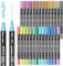 Shuttle Art Dual Tip Metallic Acrylic Paint Pens, 28 Colours Dot & Brush Paint Marker Pens, Paint Pens for Rock Painting, Ceramic, Wood, Fabric, Art Marker Pen Set for Kids Adults on Christmas Easter