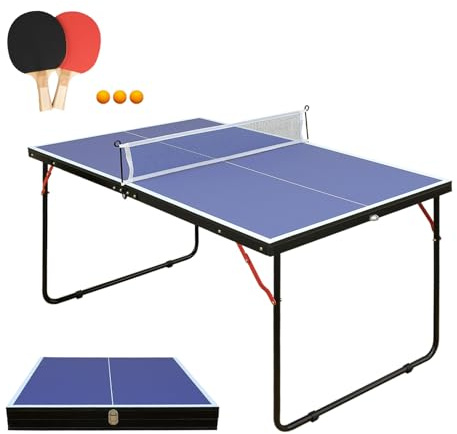 Ping Pong Table Foldable & Portable Table Tennis Table Set for Indoor & Outdoor Games with Net, 2 Paddles and 3 Balls