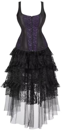 Hengzhifeng Corset con Tirantes Mujer y Falda Burlesque 5XL Morado