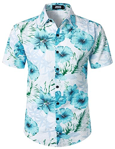 JOGAL Chemise hawaïenne, décontractée, à manches courtes, pour homme, motif floral, XL