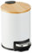 Relaxdays Mülleimer Bad, 3 l, Kosmetikeimer Absenkautomatik, Bambusdeckel, entnehmbarer Inneneimer, Treteimer, weiß
