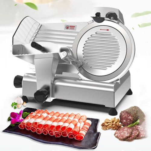 Cortadora de fiambres multifuncional eléctrica, cortadora comercial de 10 pulgadas, ajuste de grosor de 0 a 8 mm, para cortar carne, pan y queso