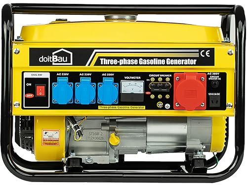 Stromgenerator mit Benzin|Stromerzeuger mit Zubehör,Notstromaggregat leise| 2/5 Steckdosen 3x 230V /1x 400V/ 1x12V|7PS Stromgenerator (5 Steckdosen Premium (3000W YFG3500))