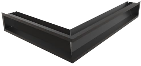 Kratki LUFT Grille d'aération d'angle 547x766x120 mm noir - grille d'aération d'angle pour cheminées et chauffage, métal, inclinée à 45°, thermolaquée, moderne, décorative, pour montage mural